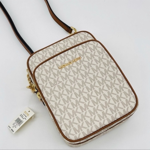 Michael Kors Medium NS Chain XBody Bag Vanilla/Brown - Picture 4 of 12